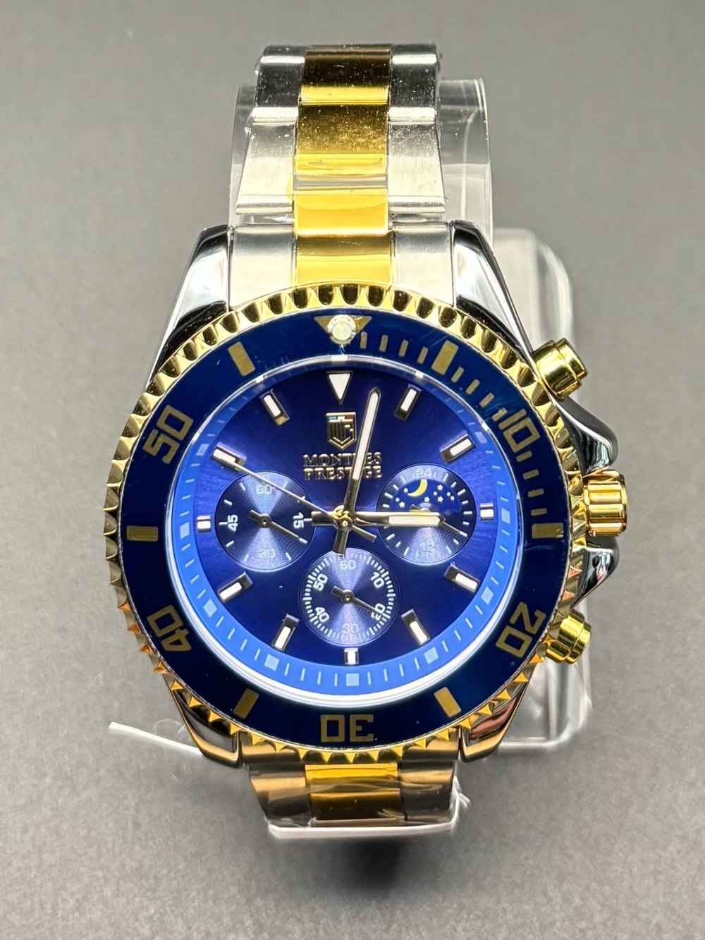 Montres Prestige Blue & Gold Diver Style Chronograph Watch 42mm MPW-0091